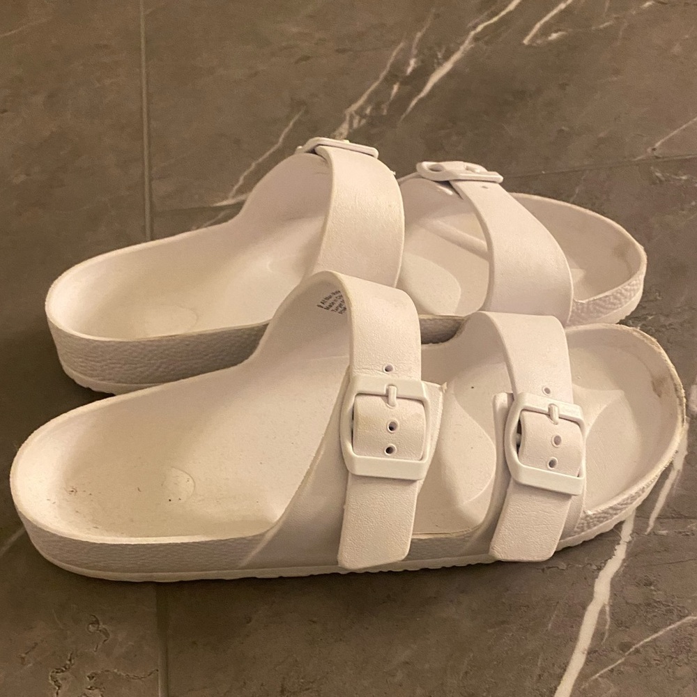 White double strap sandals